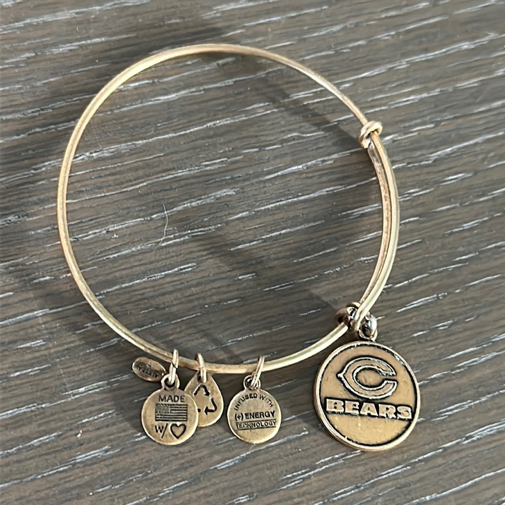 Alex And Ani Chicago Bears Football Charm Bangle Bracelet Gold Brass NFL 2013